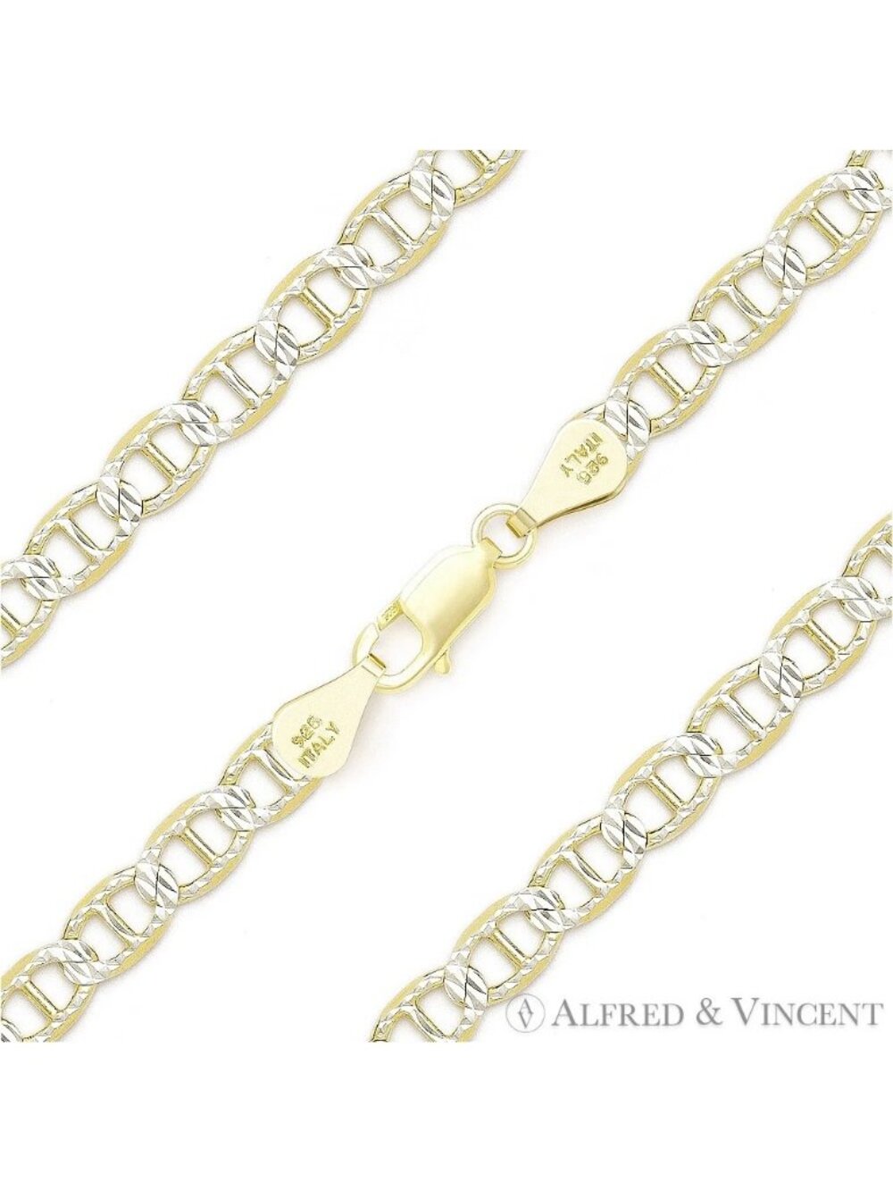 5.3mm Marina / Mariner Link Sterling Silver 14k Yellow Gold-Plated Chain Anklet